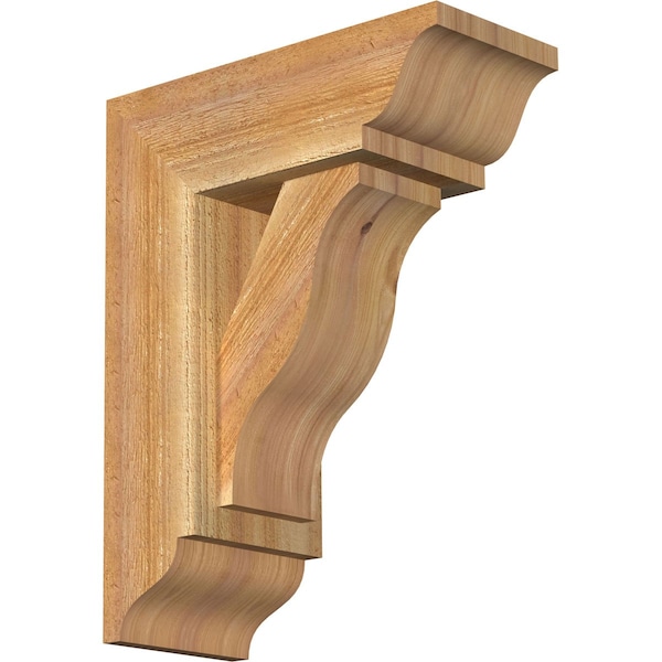 Ekena Millwork Funston Traditional Rough Sawn Bracket w/ Offset Brace, Western Red Cedar, 6"W x 14"D x 18"H BKT0604X14X18FST01RWR - main
